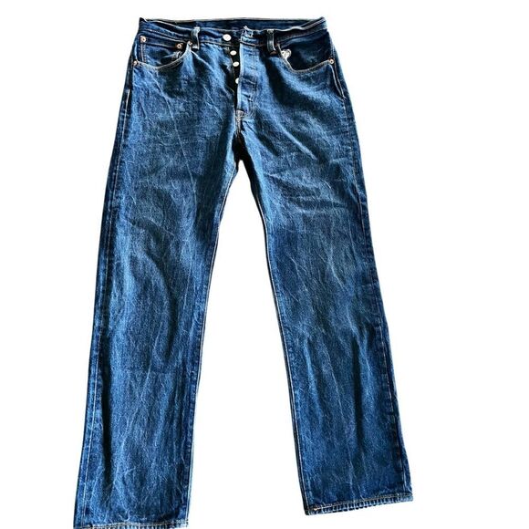 Levi Strauss & Co Men's Blue Jeans Size 34/34 501 Button Fly - Picture 1 of 11